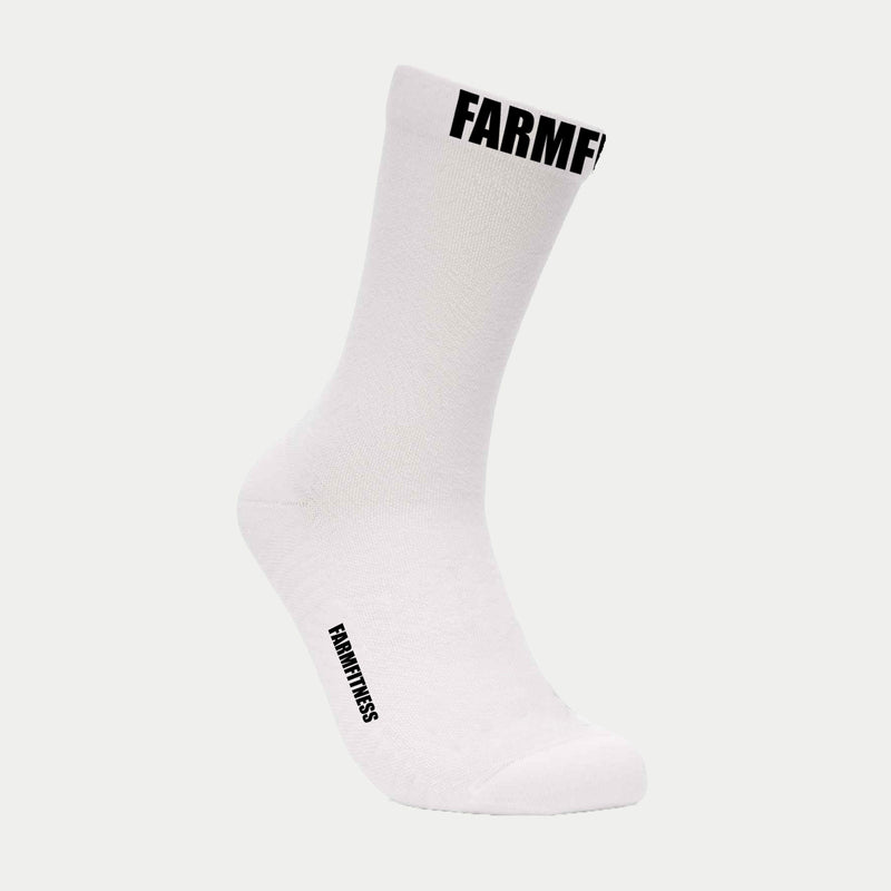 White Front Facing Farm Fitness Performance Running Socks