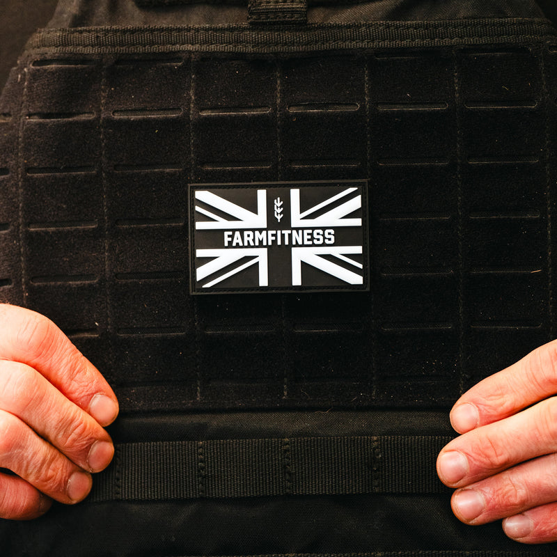 Black 3D Union Jack Farm Fitness Patch