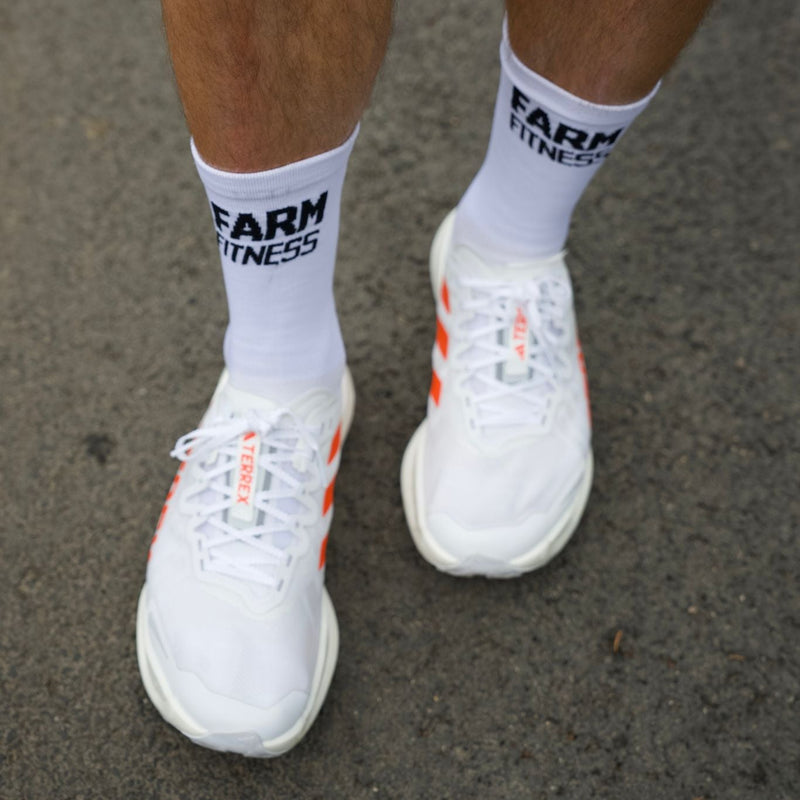 White Front Facing Farmfit Performance Running Socks 3 pack